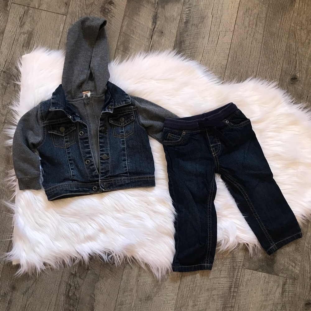 Toddler boy denim outfit pants and jacket 18 month